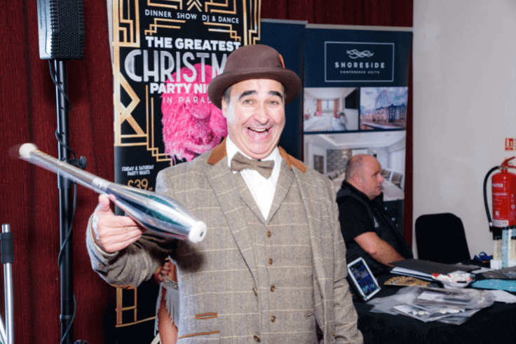 man juggling at blackpool business expo 2019